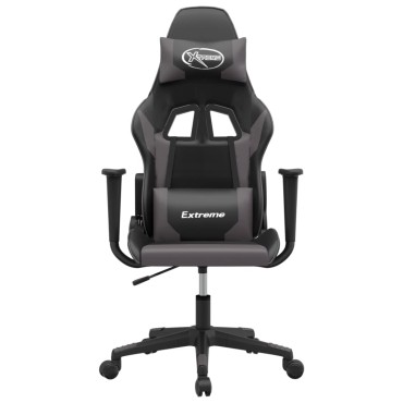 vidaXL Καρέκλα Gaming Μασάζ Μαύρο/Γκρι από Συνθετικό Δέρμα 66,5x61x(118-127,5)cm 1 τεμ.