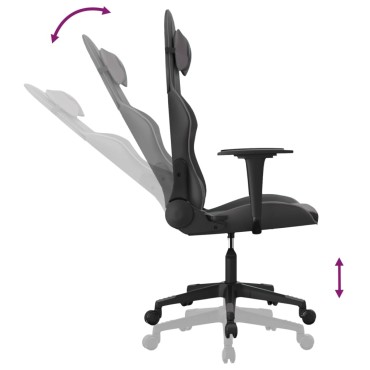 vidaXL Καρέκλα Gaming Μασάζ Μαύρο/Γκρι από Συνθετικό Δέρμα 66,5x61x(118-127,5)cm 1 τεμ.