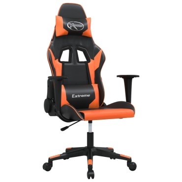 vidaXL Καρέκλα Gaming Μασάζ Μαύρο/πορτοκαλί από Συνθετικό Δέρμα 66,5x61x(118-127,5)cm 1 τεμ.