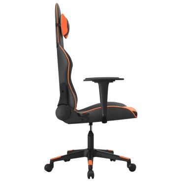 vidaXL Καρέκλα Gaming Μασάζ Μαύρο/πορτοκαλί από Συνθετικό Δέρμα 66,5x61x(118-127,5)cm 1 τεμ.