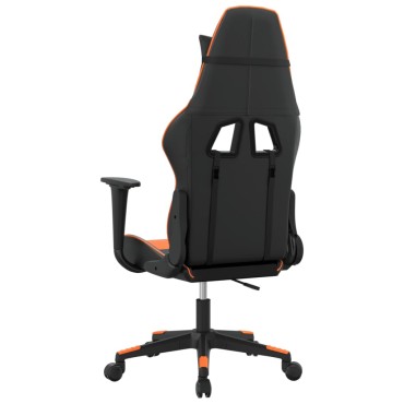 vidaXL Καρέκλα Gaming Μασάζ Μαύρο/πορτοκαλί από Συνθετικό Δέρμα 66,5x61x(118-127,5)cm 1 τεμ.