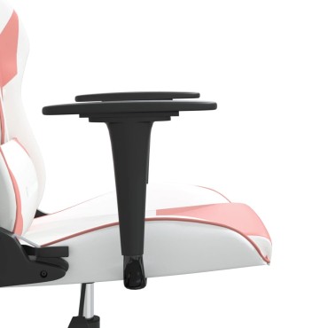 vidaXL Καρέκλα Gaming Λευκό και Ροζ από Συνθετικό Δέρμα 66,5x61x(118-127,5)cm 1 τεμ.