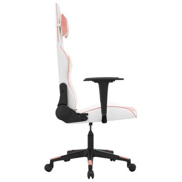 vidaXL Καρέκλα Gaming Λευκό και Ροζ από Συνθετικό Δέρμα 66,5x61x(118-127,5)cm 1 τεμ.