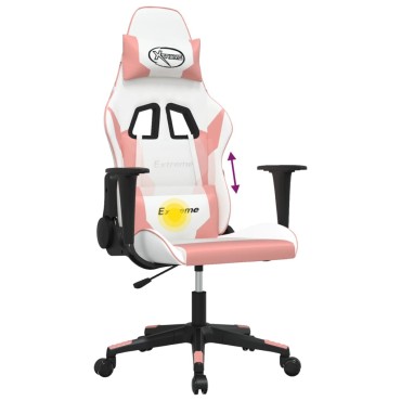vidaXL Καρέκλα Gaming Λευκό και Ροζ από Συνθετικό Δέρμα 66,5x61x(118-127,5)cm 1 τεμ.