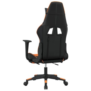 vidaXL Καρέκλα Gaming Μασάζ Υποπόδιο Μαύρο Πορτοκαλί Συνθετικό Δέρμα 67x58x(118-128)cm 1 τεμ.