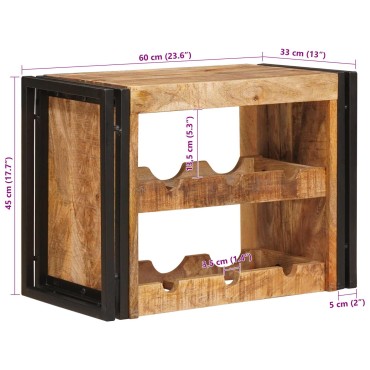vidaXL Ράφι Κρασιού Καφέ 60x45x33cm Σταθερό Χοντρό Ξύλο Μάνγκο 1 τεμ.