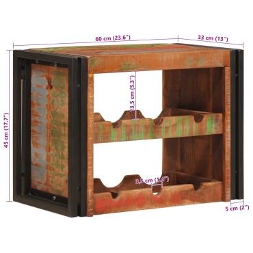 vidaXL Ράφι Κρασιού Καφέ 60x45x33cm Στερεό ανακτημένο ξύλο 1 τεμ.