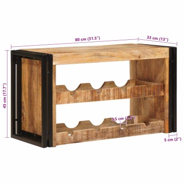 vidaXL Ράφι Κρασιού Καφέ 80x45x33cm Σταθερό Χοντρό Ξύλο Μάνγκο 1 τεμ.