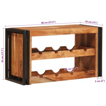 vidaXL Ράφι Κρασιού Καφέ 80x45x33cm Στερεό Ξύλο Ακακίας 1 τεμ.