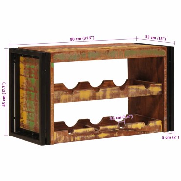 vidaXL Ράφι Κρασιού Καφέ 80x45x33cm Στερεό ανακτημένο ξύλο 1 τεμ.