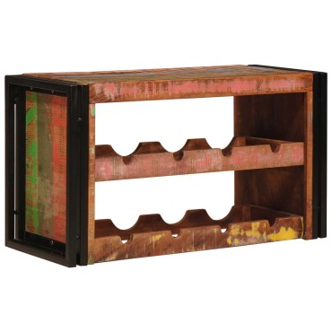 vidaXL Ράφι Κρασιού Καφέ 80x45x33cm Στερεό ανακτημένο ξύλο 1 τεμ.