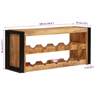 vidaXL Ράφι Κρασιού Καφέ 100x45x33cm Σταθερό Χοντρό Ξύλο Μάνγκο 1 τεμ.