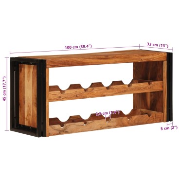 vidaXL Ράφι Κρασιού Καφέ 100x45x33cm Στερεό Ξύλο Ακακίας 1 τεμ.