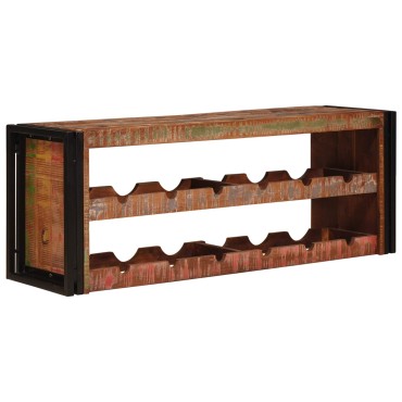 vidaXL Ράφι Κρασιού Καφέ 120x45x33cm Στερεό ανακτημένο ξύλο 1 τεμ.