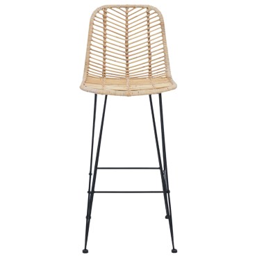 vidaXL Καρέκλα Μπαρ 2 τεμ. Φυσικό 44x53x111cm Καλάμι και Σίδερο