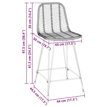 vidaXL Καρέκλα Μπαρ 2 τεμ. Μαύρο 44,5x54,5x97,5cm