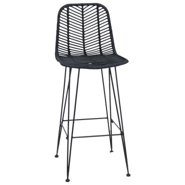 vidaXL Καρέκλα Μπαρ 2 τεμ. Μαύρο 44x52x111cm Καλάμι και Σίδερο
