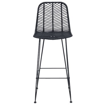 vidaXL Καρέκλα Μπαρ 2 τεμ. Μαύρο 44x52x111cm Καλάμι και Σίδερο