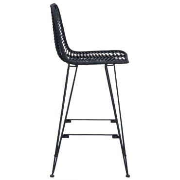 vidaXL Καρέκλα Μπαρ 2 τεμ. Μαύρο 44x52x111cm Καλάμι και Σίδερο