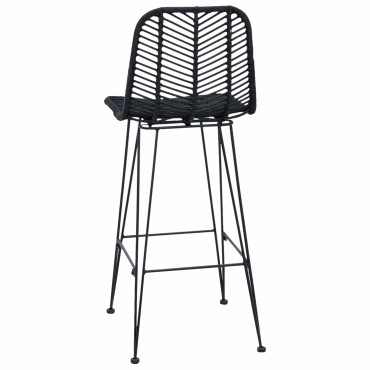 vidaXL Καρέκλα Μπαρ 2 τεμ. Μαύρο 44x52x111cm Καλάμι και Σίδερο