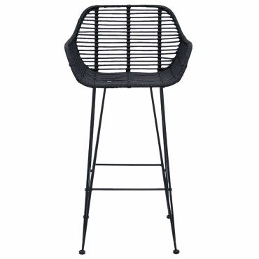 vidaXL Καρέκλα Μπαρ 2 τεμ. Μαύρο 55x52x92cm Καλάμι και Σίδερο