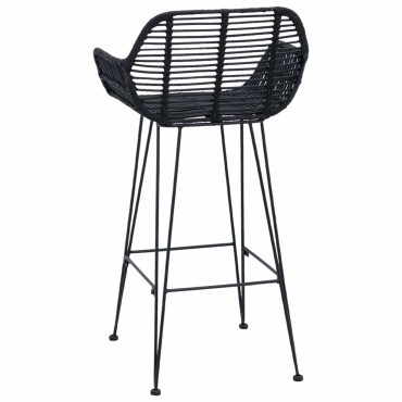 vidaXL Καρέκλα Μπαρ 2 τεμ. Μαύρο 55x52x92cm Καλάμι και Σίδερο