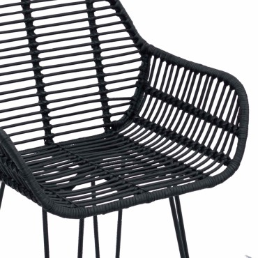 vidaXL Καρέκλα Μπαρ 2 τεμ. Μαύρο 55x52x92cm Καλάμι και Σίδερο