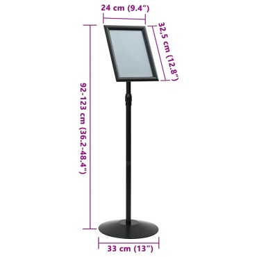 vidaXL Πόδι αφίσας Ασημί a4 PVC και Ατσάλι