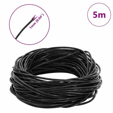 vidaXL Δερμάτινο σχοινί 1 Μαύρο Ø1 χιλ. x 5 μ. Δέρμα