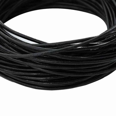 vidaXL Δερμάτινο σχοινί 1 Μαύρο Ø1,5 χιλ. x 5 μ. Δέρμα