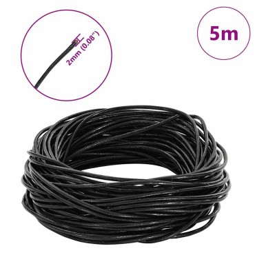 vidaXL Δερμάτινο σχοινί 1 Μαύρο Ø2 χιλ. x 5 μ. Δέρμα