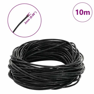 vidaXL Δερμάτινο σχοινί 1 Μαύρο Ø2 χιλ. x 10 μ. Δέρμα