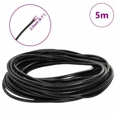 vidaXL Δερμάτινο σχοινί 1 Μαύρο Ø2,5 χιλ. x 5 μ. Δέρμα