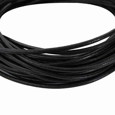 vidaXL Δερμάτινο σχοινί 1 Μαύρο Ø3 χιλ. x 5 μ. Δέρμα
