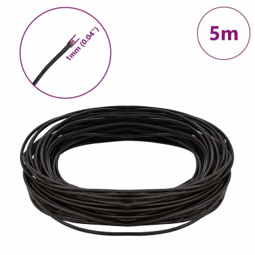 vidaXL Δερμάτινο σχοινί 1 Σκούρο Καφέ Ø1 χιλ. x 5 μ. Δέρμα