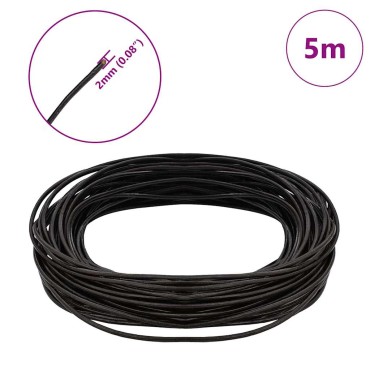 vidaXL Δερμάτινο σχοινί 1 Σκούρο Καφέ Ø2 χιλ. x 5 μ. Δέρμα