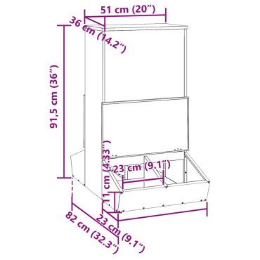 vidaXL Ταΐστρα Γουρουνιών Μαύρο 82 x 51 x 91,5 εκ. 20 kg
