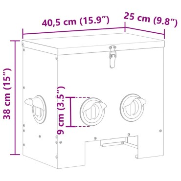vidaXL Ταΐστρα κοτόπουλων Ασημί 40,5 x 25 x 38 εκ. 20 kg