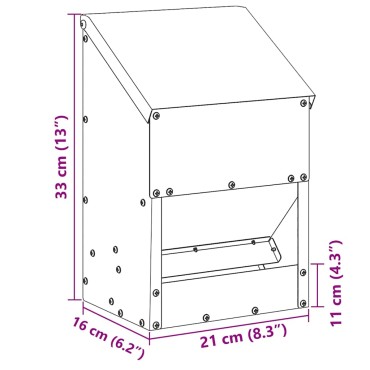 vidaXL Ταΐστρα κοτόπουλων Μαύρο 21 x 16 x 33 εκ. 3 kg