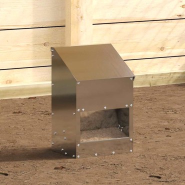 vidaXL Ταΐστρα κοτόπουλων Ασημί 21 x 16 x 33 εκ. Επικαλυμμένος Χάλυβας