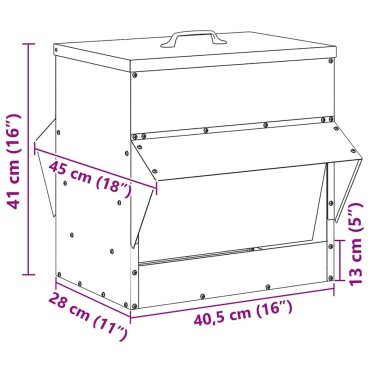 vidaXL Ταΐστρα κοτόπουλων Μαύρο 40,5 x 45 x 41 cm 20 kg