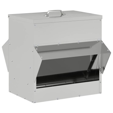 vidaXL Ταΐστρα κοτόπουλων Ασημί 40,5 x 45 x 41 cm