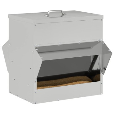 vidaXL Ταΐστρα κοτόπουλων Ασημί 40,5 x 45 x 41 cm 20 kg
