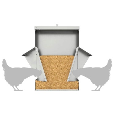 vidaXL Ταΐστρα κοτόπουλων Ασημί 40,5 x 45 x 41 cm 20 kg