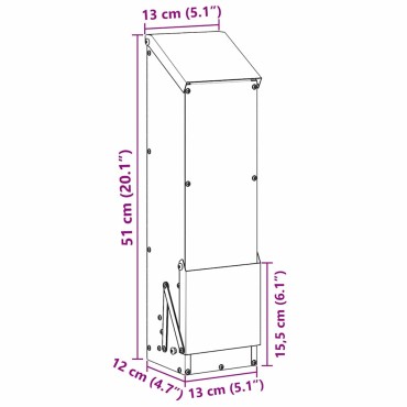 vidaXL Ταΐστρα κοτόπουλων Μαύρο 13 x 12 x 51 εκ. Ψυχρής Έλασης Χάλυβας
