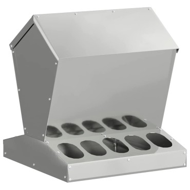vidaXL Ταΐστρα κοτόπουλων Ασημί 40 x 40 x 45 cm Επικαλυμμένος Χάλυβας