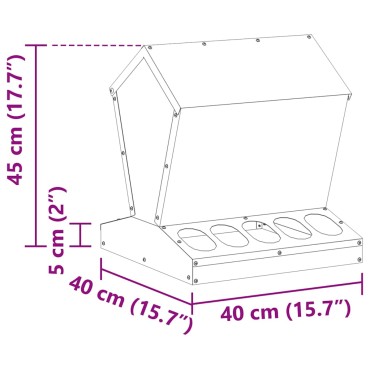 vidaXL Ταΐστρα κοτόπουλων Ασημί 40 x 40 x 45 cm Επικαλυμμένος Χάλυβας