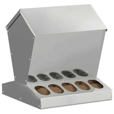 vidaXL Ταΐστρα κοτόπουλων Ασημί 40 x 40 x 45 cm Επικαλυμμένος Χάλυβας