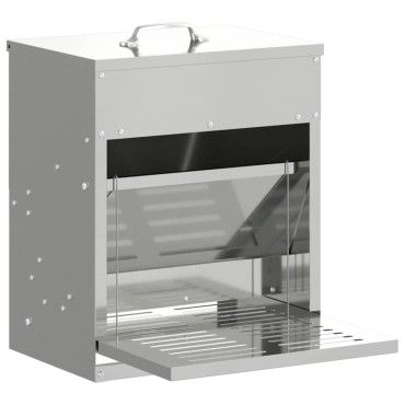 vidaXL Ταΐστρα Κοτόπουλου με Πεντάλ Ασημί 33 x 42 x 40 εκ.