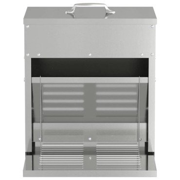 vidaXL Ταΐστρα Κοτόπουλου με Πεντάλ Ασημί 33 x 42 x 40 εκ. 10 kg